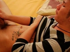 Asian gay strokes his cock in bed japanese gay porn virtual date