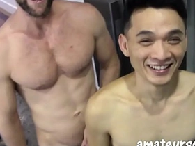 AmateursDoIt - Hung bearded jock fucks tight asian twink bareback gay porn asian hunk gagged