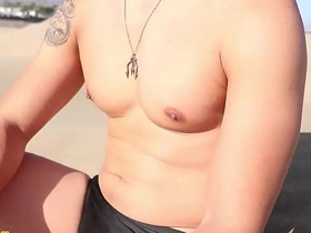 Hot Asian guy getting nipple played in the dunes! twink and chinese gay porn